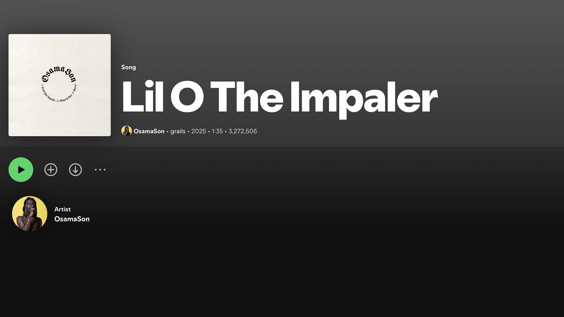 Track 1 on 'GRAILS' (Image via Spotify)
